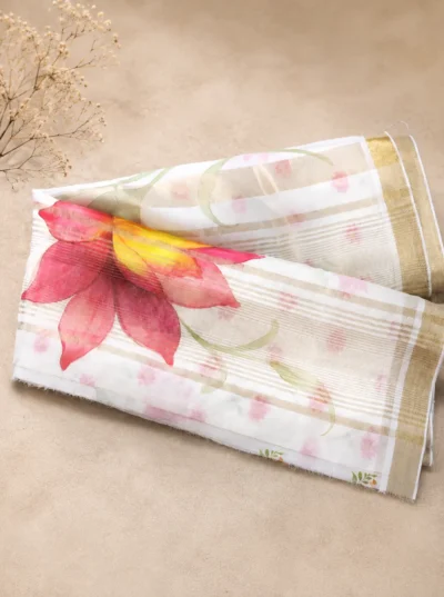 Lotus Bloom Semi Chanderi Saree Peach -LYK 7150 A