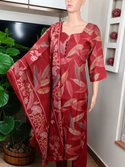 LYLAK Crimson Leaf Muslin 3-Piece Set - LYK 7136