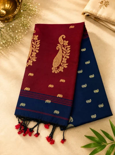 LYLAK Royal Mango Motif Mulcotton Saree-LYK 7142