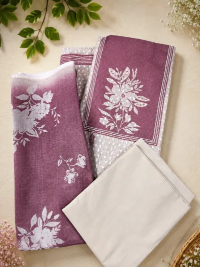 LYLAK Blossom Net Cotta 3-Piece Churidar Set - LYK 7122