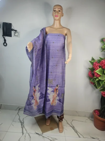 Heritage Lady Art Mul Chanderi Dress Material Set-LYK 7174