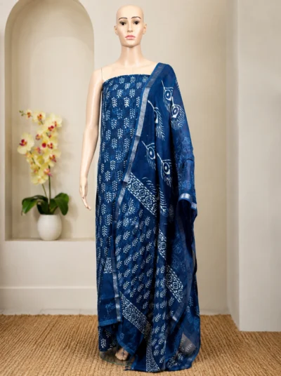 Semi Linen Salwar Material – Indigo Salwar Material- LYK 7172