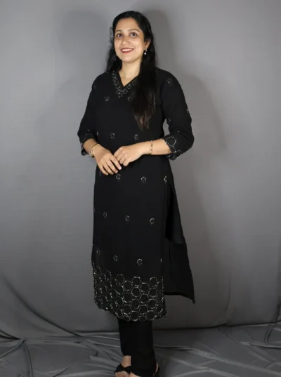 Black Stone Work Co-Ord Set- LYK 7197