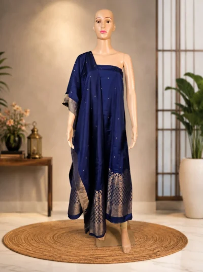 Semi Banarasi Salwar Material – Royal Navy Blue -LYK 7207
